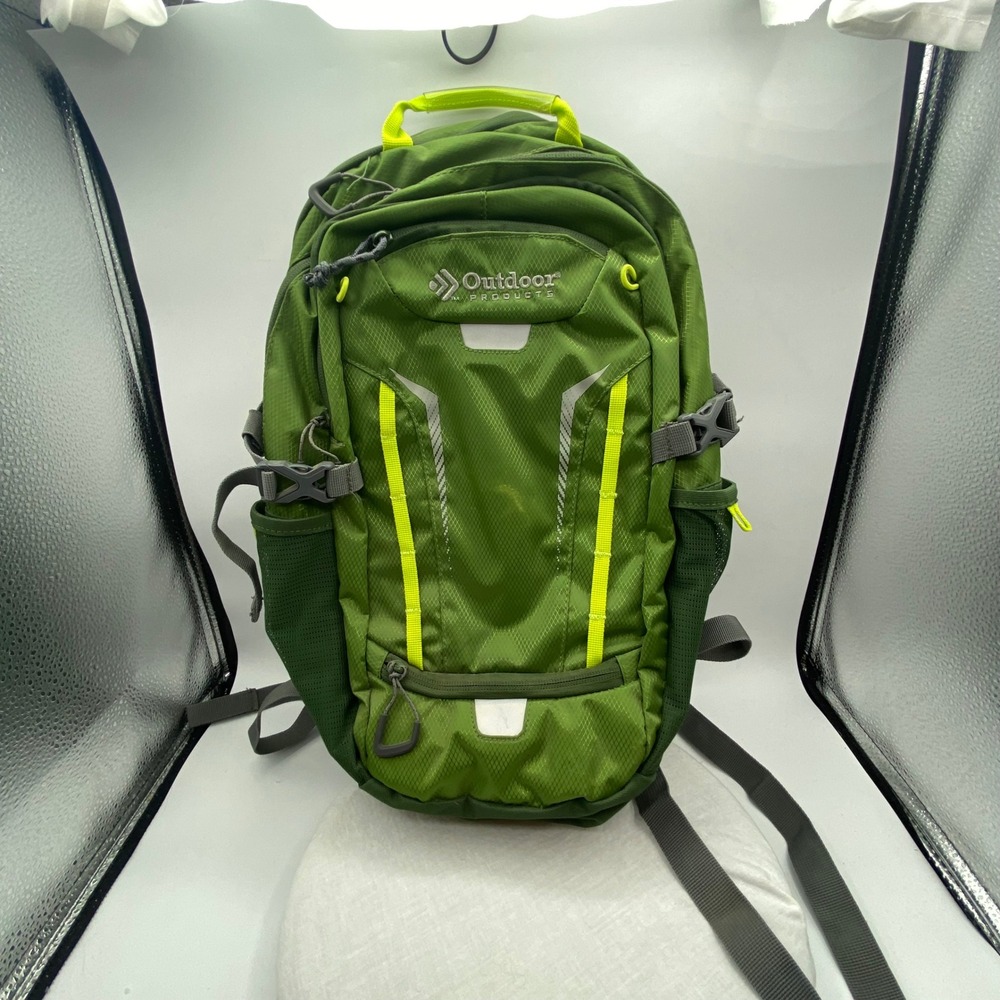 Outdoor Products Green Ripstop Hiking Daypack Backpack Reflective Accent School